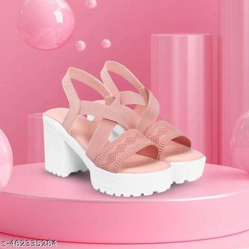 Strap style Heel footwear wedges Block Chunky High Heel Ankle Elastic Strap Open Toe Sandal for Women