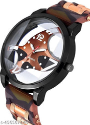 Analog Dial Brown Band Green Watch for Men & Boys – Stylish & Trendy