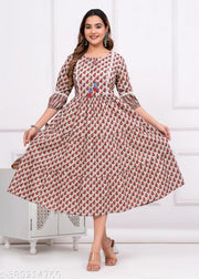 Woman Cotton Floral Printed Anarkali Kurta