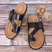 Calibrel Men Black Stylish leather slipper sandal for men  leather slipper for men