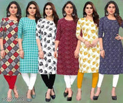 Women Printed Crepe Kurti (Combo Of 5)