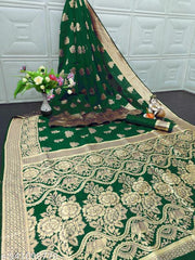 Tremendous Soft Banarasi Silk Saree With Supernal Blouse Piece