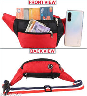 ZnW 3 Zipper Hiking Traveler Sports Waist Pouch Cycling Walking Running Chest Bag Waist bag( Red/Black)