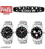 Men's stylish watches Combo-Pek of 3 Watch+King Breslet Free