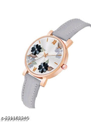 Precious Flower Designer Rust Thorns Fit Round Dial with Colorful Stylish Leather Belt Analog Watches for Women Watches