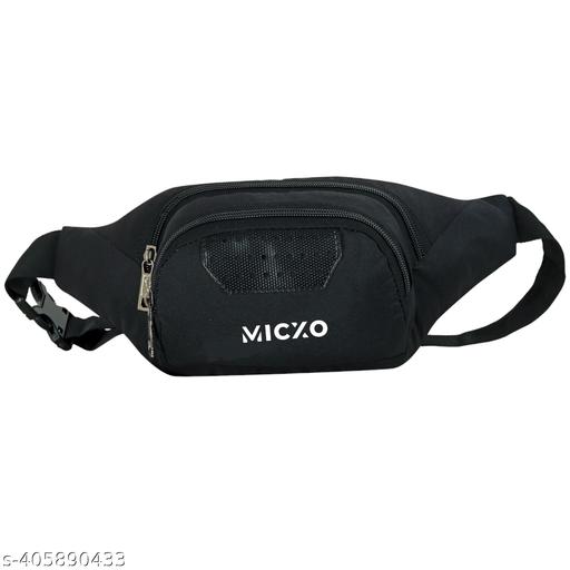 Dein Kleider Waist Pack Travel Handy Hiking Zip Pouch Document  Phone Belt Sport Bag Bum Bag for Men and Women Nylon (Black