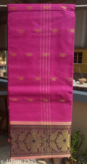 Raj Saree House Women's Bengali Pure Cotton Handloom Saree I Tant Saree I BengalI Saree  Daily  wear Tant   ( Magenda  // Without Blouse)