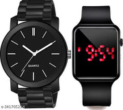 Watch Combo BUY 1 GET 1 FREE Low Price Stylish Combo Watch Analog Watch - For Men Analog And digital All Black Rubbers Strap Stylish Pack Of 2 Combo Watch