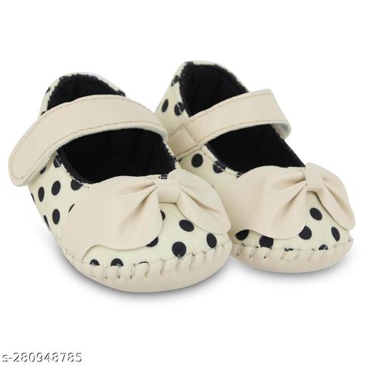 Neska Moda 6 To 12 Months Baby Girls Polka Dot Sandal Booties (Beige )-BT1710