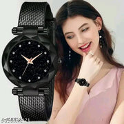Pu Belt Black Color Watch For Womens And Girls