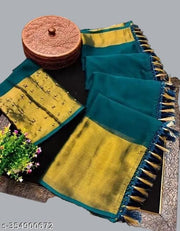 A4t Chiffon saree golden zari