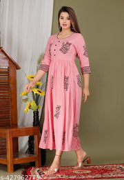 Trendy Rayon Kurti hand block Printed ethnic kurti kurtas for women