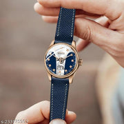3D Glass Date Display Dial Leather Belt Analog Watch - for Men