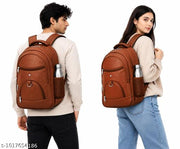 Stylish Tan Leather Backpack For School Office And College || Backpack For Mens || Backpack For Boys || Backpack For Unisex || Tan Faux Leather Backpack for Men & Women