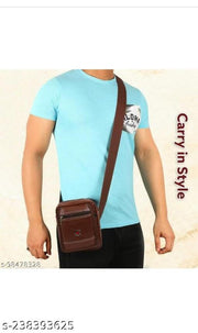 Leather Brown Office/Travel Casual Crossbody Bag For Men