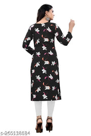 Polyster/Crepe fabric-Women's and Girls Daily Wear Straight Kurti (Pack OF 2 Piece Kurta)