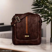 LOREM Brown Stylish Faux Leather Cross Body Sling Bag For Men SL02