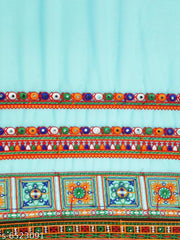 SERONA FABRICS Women's Georgette Kutchi Embroidery Work Designer Saree