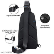Sling Bag for Men Crossbody Slim Chest Bag for Men for Upto 8-inch iPad Small Shoulder Side Bag with Earphone Port Water-resistant Mobile Bag Passport Bag for Travel Day pack Office,Black
