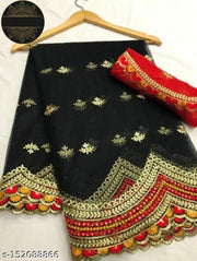 Paithani Embroidered Net Saree New Design of Good Quality (Black)