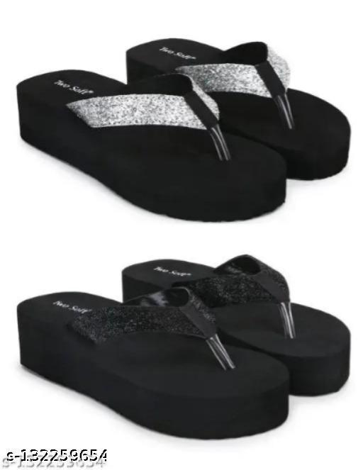 TWO  SOFT Comfortable & Stylish Extra Soft Slippers/ Flip Flop for Women & Girls Combo of 2