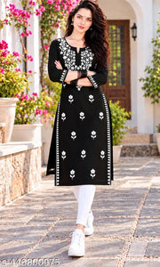House Of Ara Fashion Womens Hand Embroidered Lucknowi Chikankari Rayon Kurta
