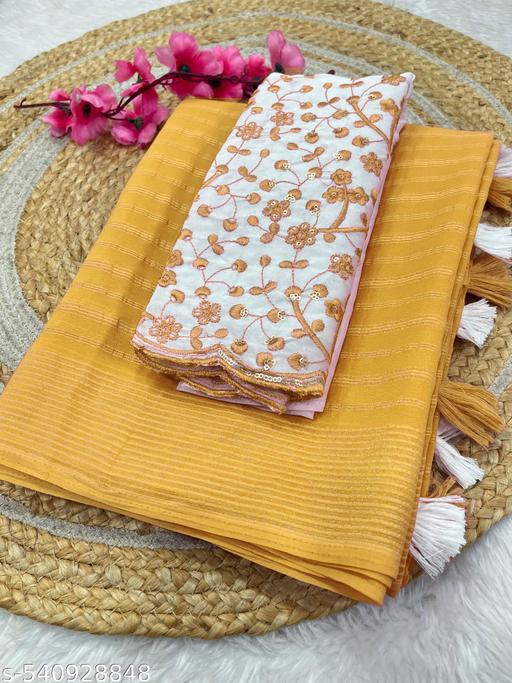 Georgette Saree Daily Wear Saree With embroidery Work Blouse Party Wear Saree