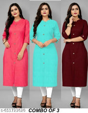 CE COLLAR AI SOLID KURTI COMBO 3