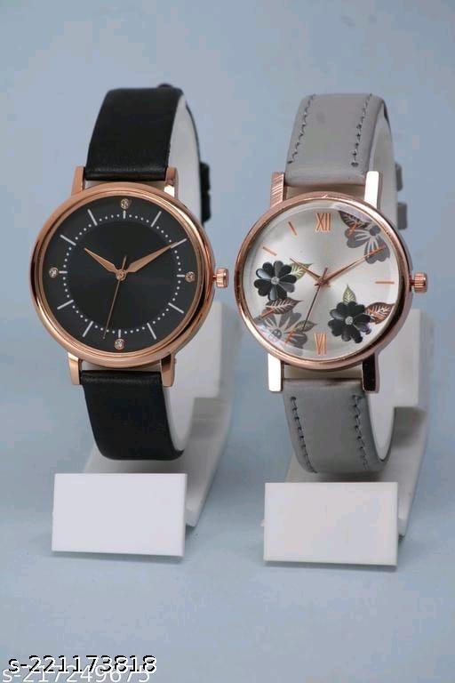 Best Quality Festive Season Flower Designer Round Dial Attractive Leather Belt Women Watches Combo Pack of 2 Watches combo for women stylish girl watches combo pack of 2 analog watches combo wrist watches combo watches for girls stylish watches Set