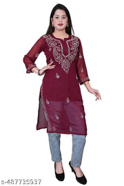 chikankari kurti miror work with free inner