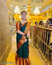 Sanskar Traditional Paithani Cotton Silk Sarees With Contrast Blouse Piece