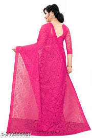 Brasso Net Pink Beads & Stone saree with blouse