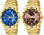 Day n Date Men Stylish Analog Latest Watches Combo - Set of 2 - GOLD-4-AND-GOLD-18