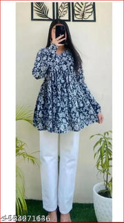 GL-New Stylish Indigo Blue V-Neck Top