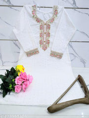 kurti Embroidery work Sequence white styles kurti with embroidery for women and girl