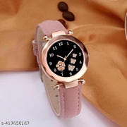 Unique New Stylish Pink women Collection classic Designer Leather belt Charming Look Quartz Analog Ladies Girls Watches watch for women