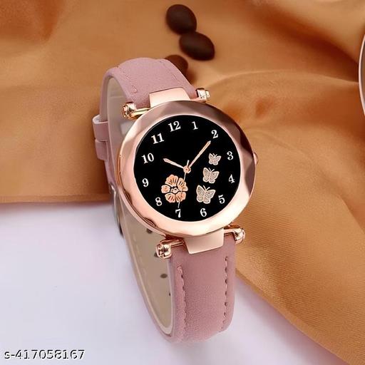 Unique New Stylish Pink women Collection classic Designer Leather belt Charming Look Quartz Analog Ladies Girls Watches watch for women