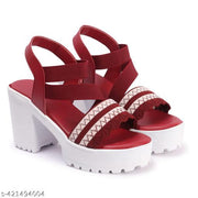YoloYells Women Sandal outdoor High Heel Sandals Wedges Criss Cross Strips Daily Wear Sandal for Women Embroidery work for special designer