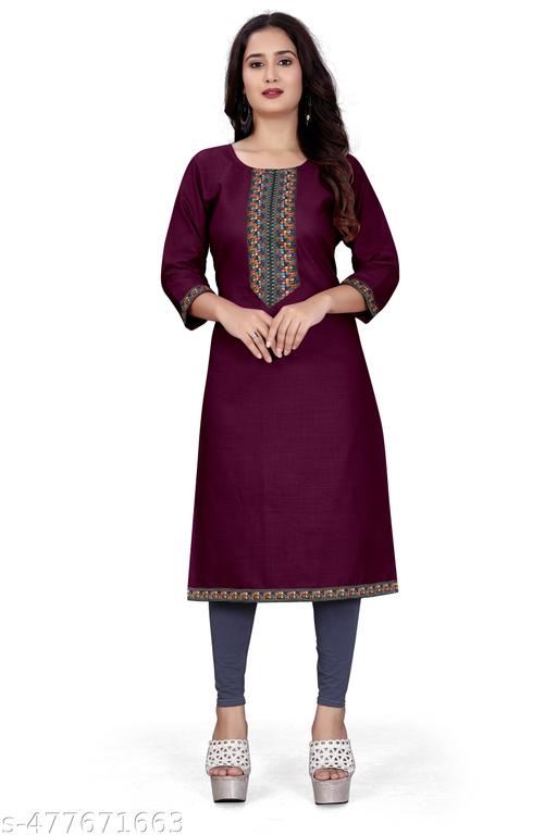 Fashionable Cotton Slub jacquard work Kurti For Women