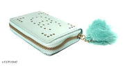 Womens Faux Leather Mini Wallet Purse Combo Pack of 2 Stylish Metal Studded Design with 4 Card Slots Zipper Coin Pocket Compact and Durable Light Green & Dark Beige