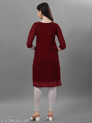 Apari Fab Women's Embroidered Georgette Straight Kurti
