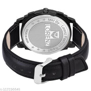 Lorenz Gift Combo Set of Black Analog Watch & Hi-Quality PU Wallet for Men | MK-4010WL-01