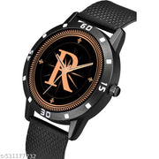 Peehu    Analog 9097 Watches Round Black Dial R Design Stylish Black PUU Strap Classic Design Fancy Wrist Watch for Men and Boys, Pack of 1 - A07ZALPHA-R-AVO-BLK-SFR