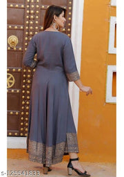 Womens Rayon Printed Anarkali Kurti