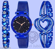 12 Diamond Analog fancy looking latest designed Black Dial Magnet Black Watch for Women or Girls and Watch for Girls or Women
