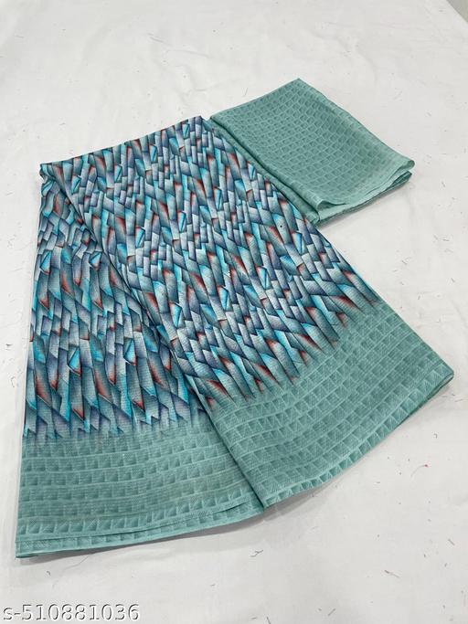 Vichitra Sarees Blue Georgette Saree sari For Woman With Blouse Piece