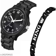Ca Black  Dial With King Black Bracelet Men Pu Watch