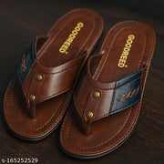 Goodreed Men's Brown Leather Thong Flip Flops Casual Slippers