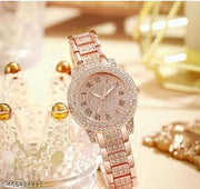 SHMOFY LUXURY FASHION PREMIUM DIAMOND CRYSTAL DIAL STAINLESS STEEL
