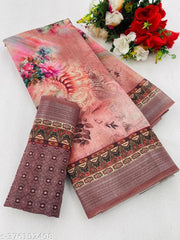 COTTON LILAN DIGITAL PRINTED SAREE